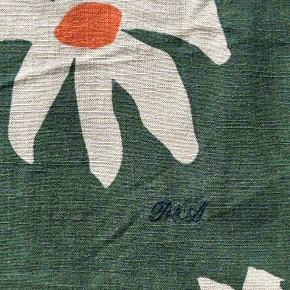 Porter & Ash Men's Green Floral Print Linen Blend Short Sleeve Shirt NWT - L - Picture 2 of 5